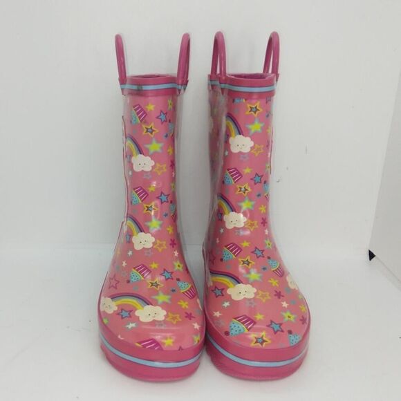 Trolls Poppy Girls Pre-owned Pink w/Graphics Waterproof Rain Boots - sz. 10 - Picture 3 of 7